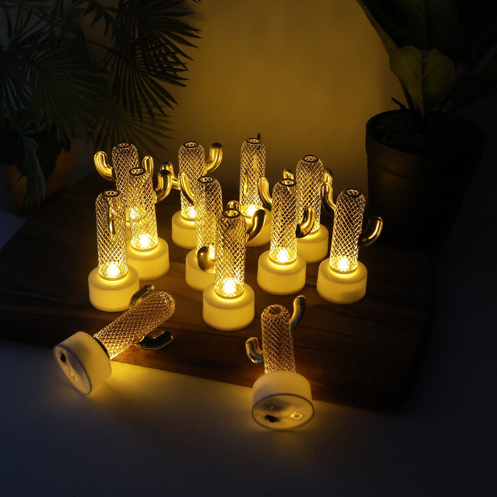 Flameless LED candle with unique cactus design and flickering effect