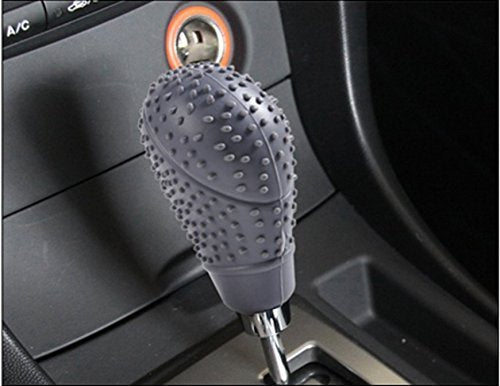 Close-up view of the flexible silicone gear shift knob cover.