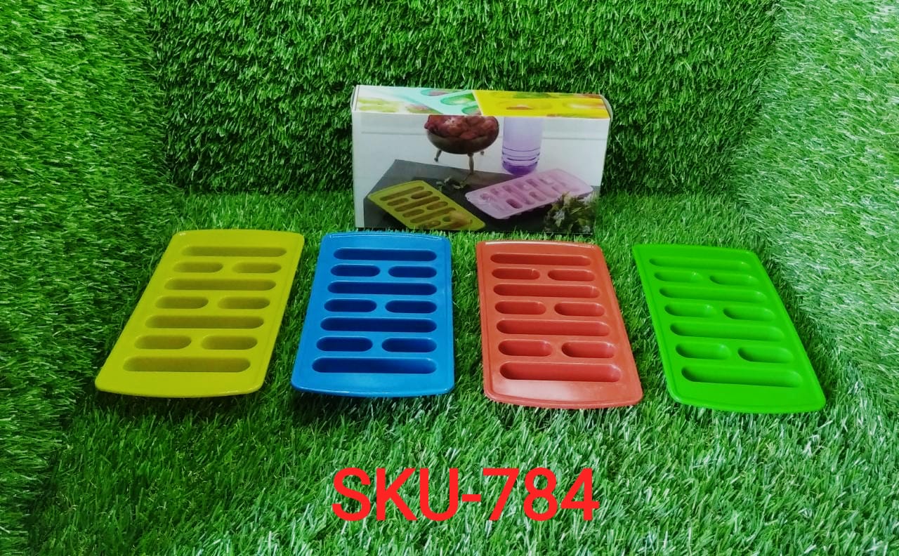 Stacked ice trays in kitchen setting
