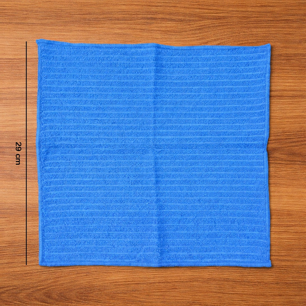 Microfiber cleaning cloths laid out for display