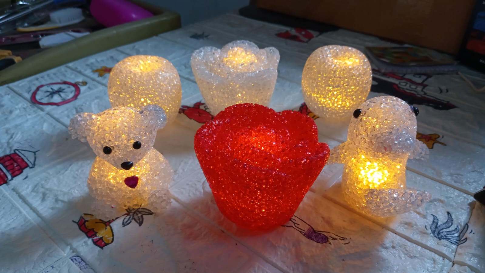 The unique crystal-like patterns projected by the LED Crystal Night Light.