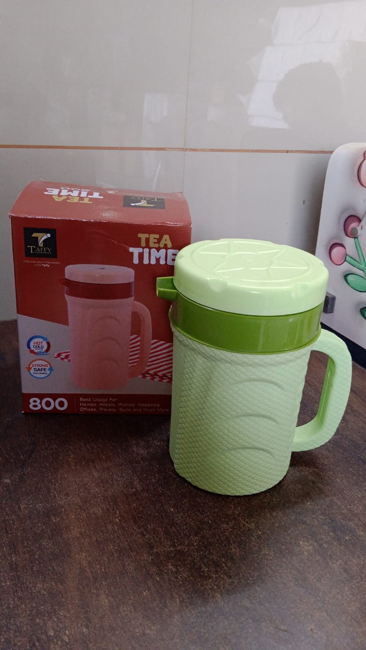 Plastic exterior of insulated thermos flask designed for lightweight and travel use