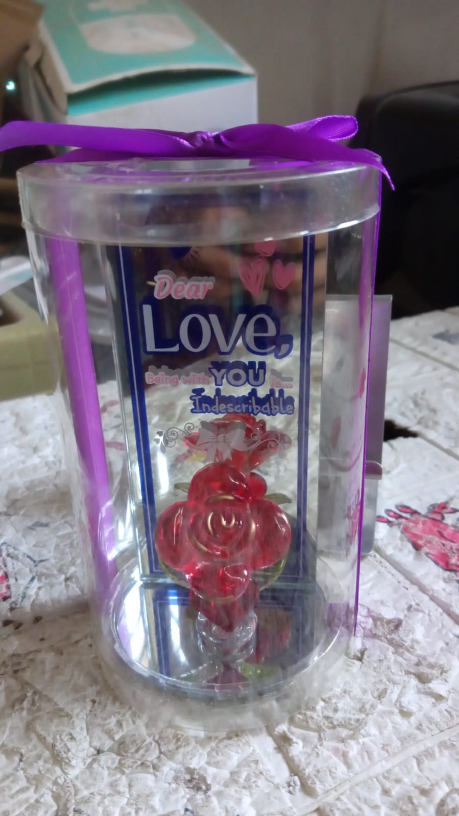 The Rose Showpiece creating a romantic ambiance in a dimly lit setting.