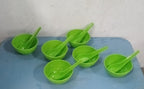 Front view of the CookAura 6-piece plastic soup bowl set, highlighting its simple, elegant design.