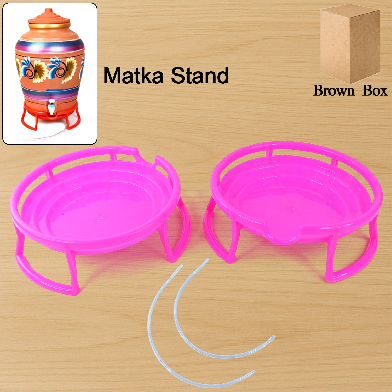 Durable plastic water pot stand securely holding large earthen pot