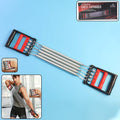 5-spring chest expander showing adjustable resistance for home workouts