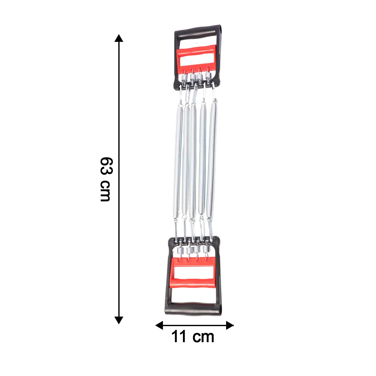 Product dimensions of 5-spring adjustable chest expander displayed