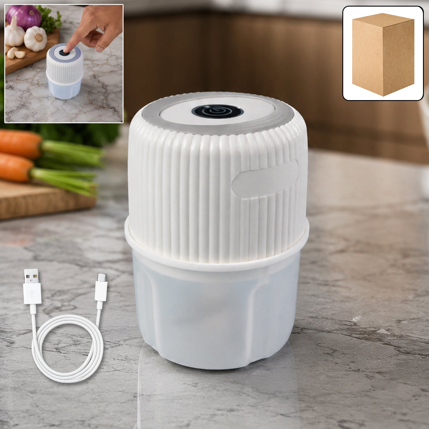 Mini Garlic Chopper with 300 ml capacity and stainless steel blades