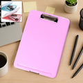 A4 clipboard with hard plastic body and storage compartment suitable for school and office use