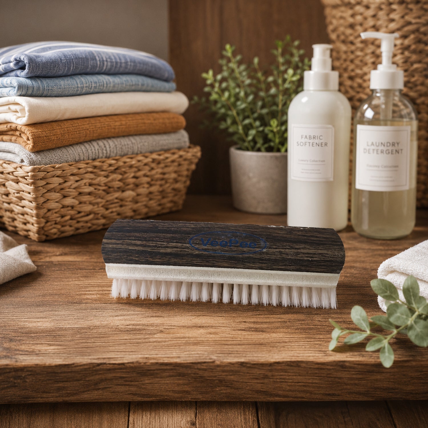 Cloth Wash Brush with Wooden Handle and Nylon Bristles