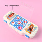 Sturdy pencil box with game-based playful lid for school children