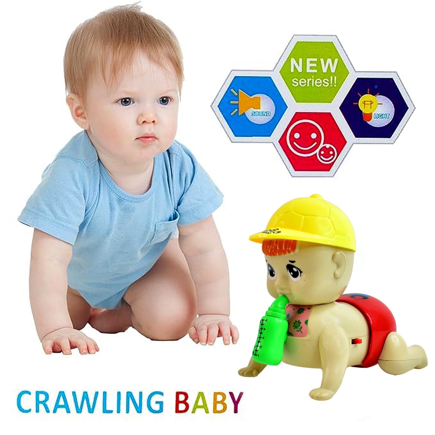 Battery operated interactive crawling baby toy toy for indoor toddler fun