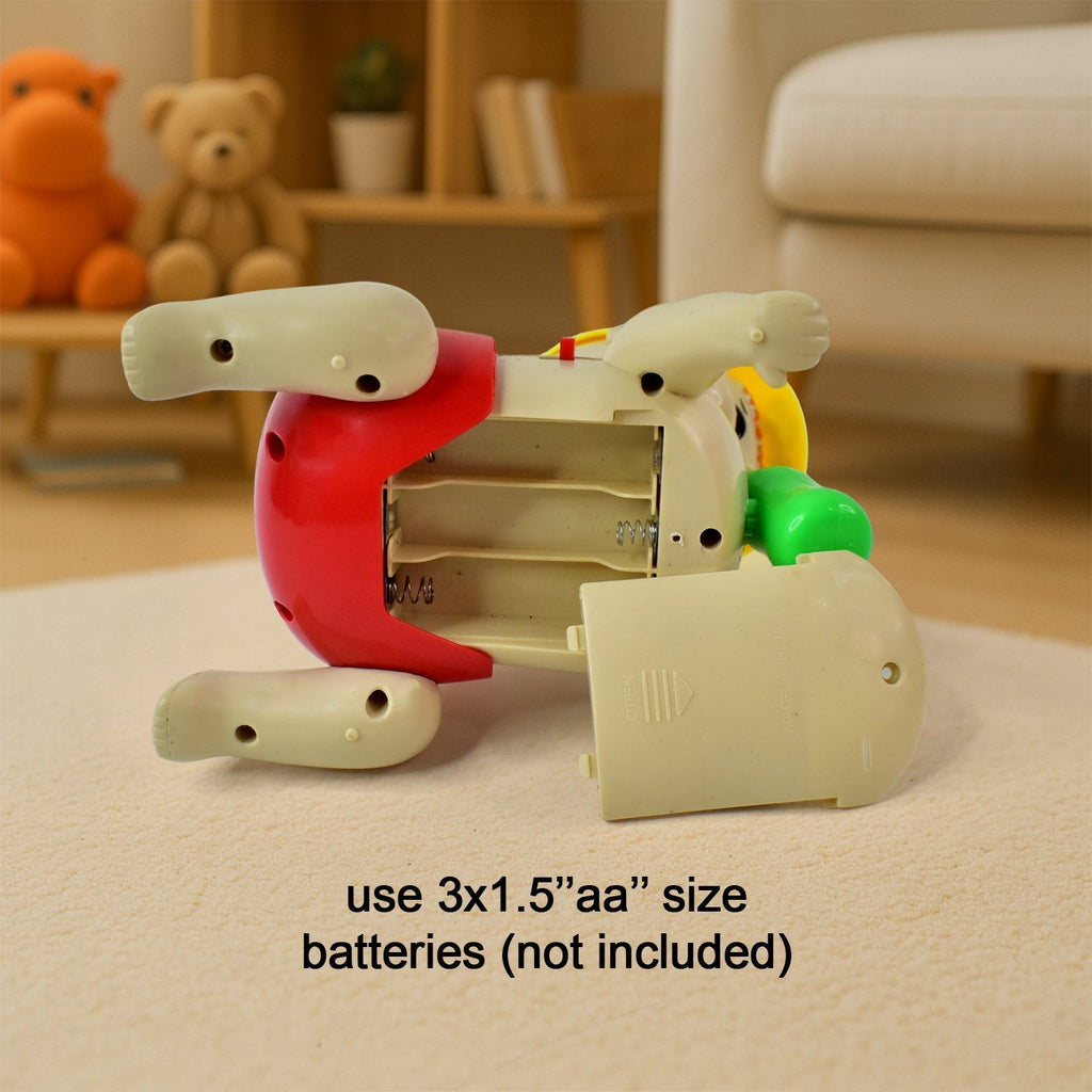 Video showing crawling baby toy in action with music and flashing lights