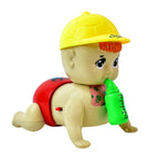 Musical crawling baby toy holding a baby bottle, ideal for toddler play