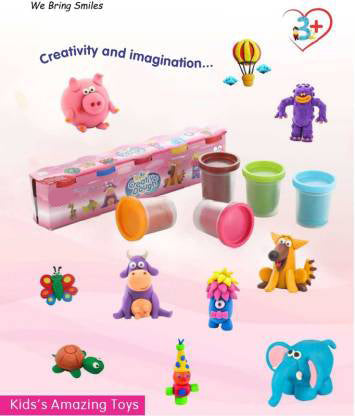 Children's creative modelling clay in a multi-color pack, safe and non-toxic.