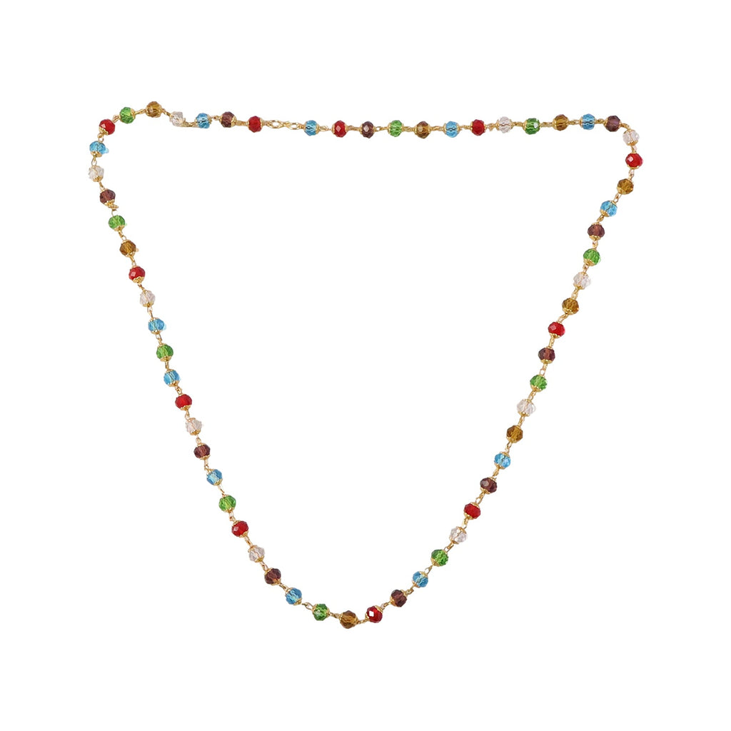 Stylish chain necklace with multicolour crystal bead design