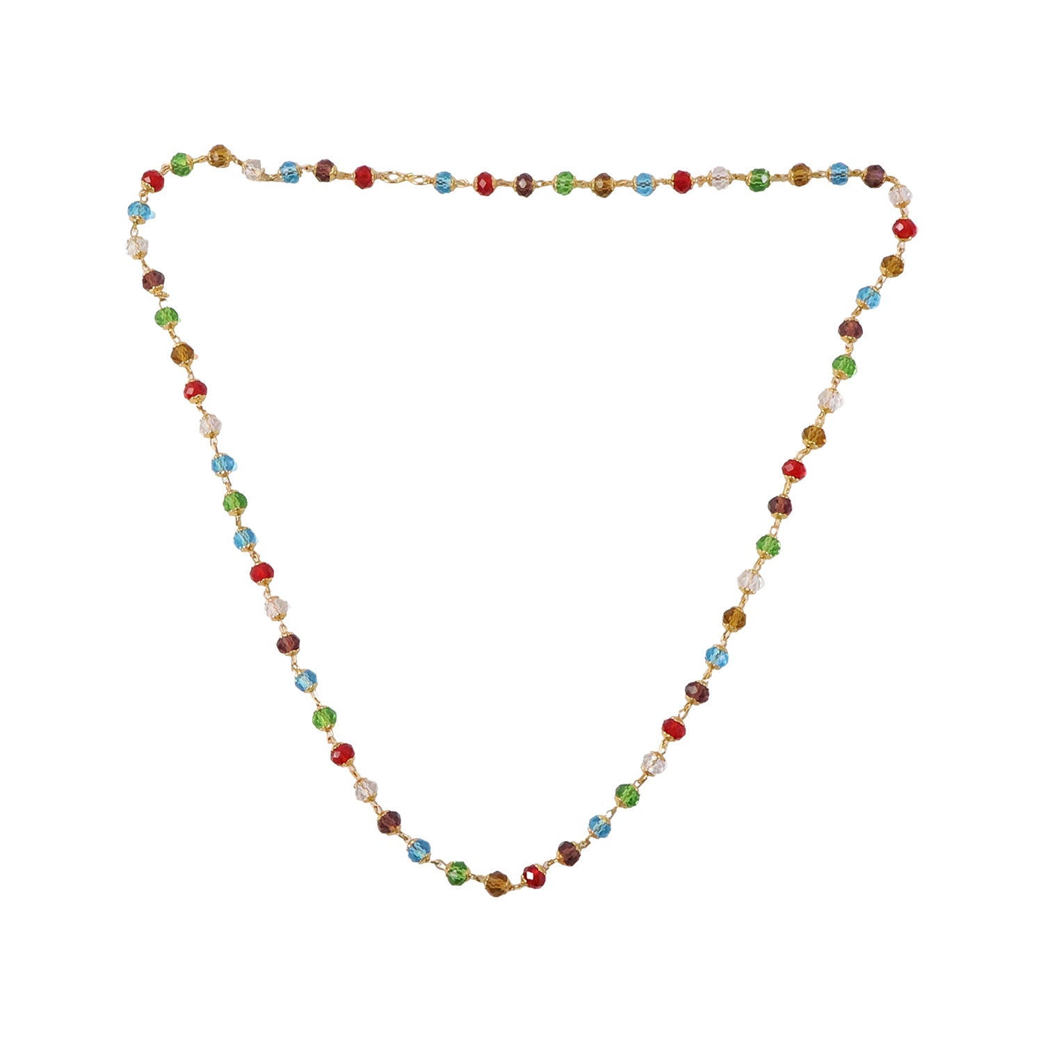 Stylish chain necklace with multicolour crystal bead design