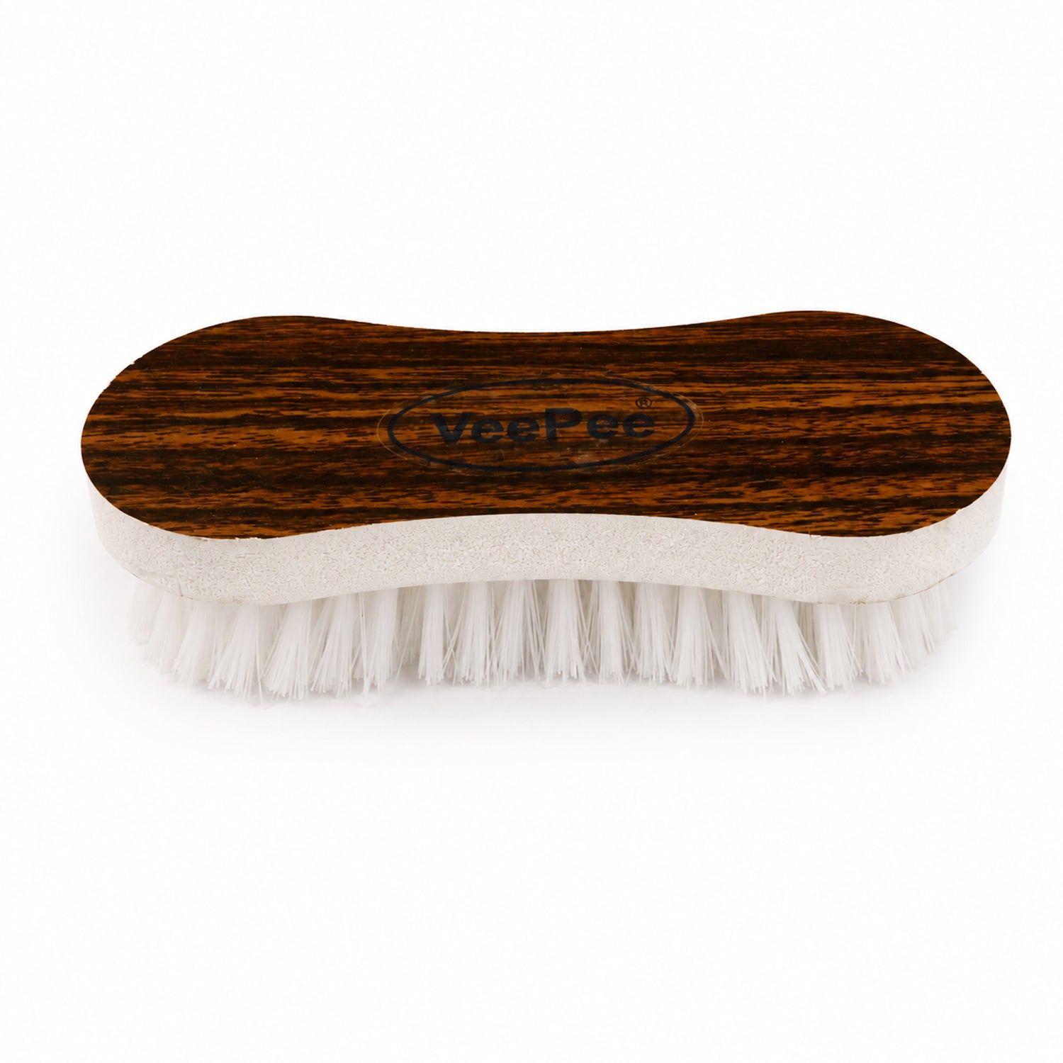 Laundry brush with white background showcasing wooden finish