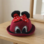 Angle view of mixed design winter bucket cap