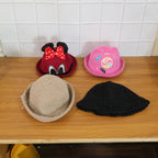 Bucket cap worn outdoors in winter