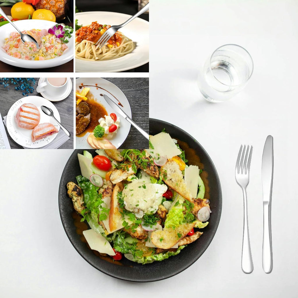 Close-up view of premium stainless steel polished cutlery utensils