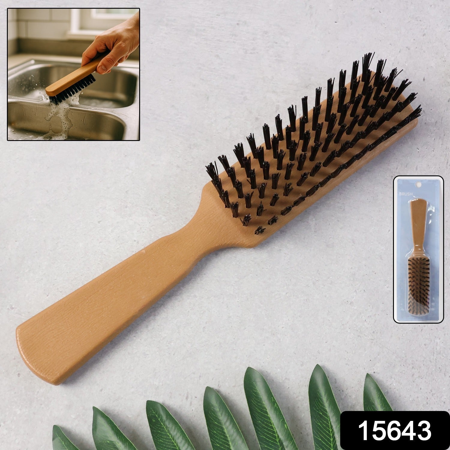 Heavy-duty scrubbing brush with firm nylon bristles