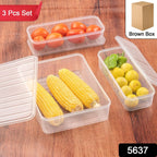 Close-up of a transparent plastic food storage container filled with fresh green vegetables.