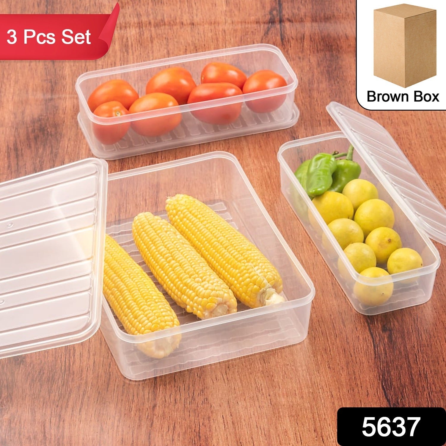 Close-up of a transparent plastic food storage container filled with fresh green vegetables.