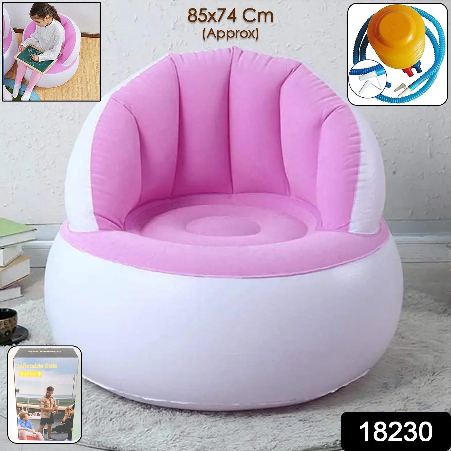 Detail of the soft flocking material on the comfortable Kids Inflatable Sofa Chair.