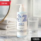 Close-up of Hydrating Aqua Face Wash in hygienic pump bottle