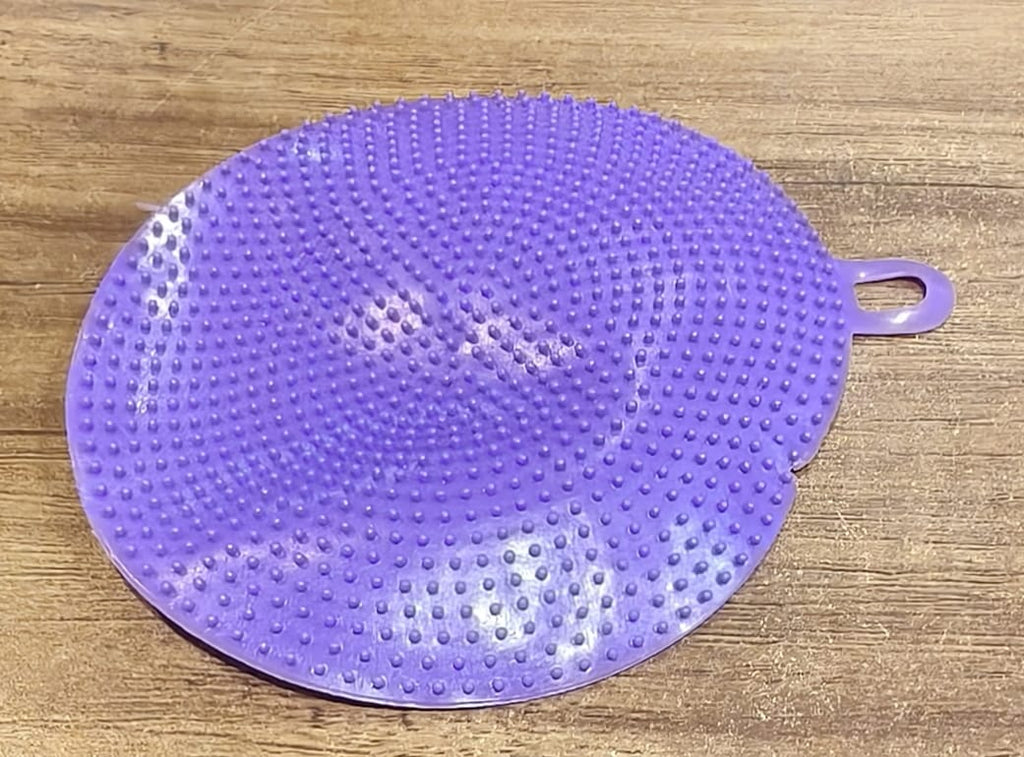 Purple silicone dish scrubber suitable for multi-purpose cleaning