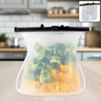 Leakproof silicone food storage bag for keeping meals fresh.