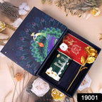 Valentine Gift Box with heart-shaped light, chocolates, and golden flower by Giftoiza