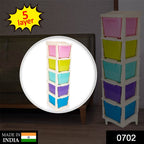Side profile of the colorful plastic storage drawers, showcasing the multi-purpose design.