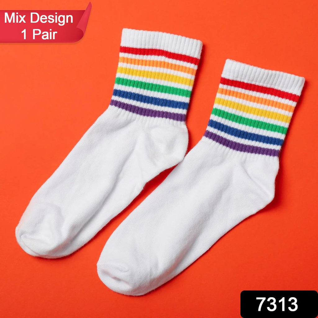 Close-up of a pair of stylish patterned socks with a unique design, perfect for everyday wear.