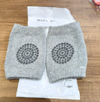 Grey toddler knee warmers made with soft wool knit fabric for protection