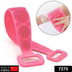 Lifestyle image of the silicone body back scrubber in a bathroom setting.