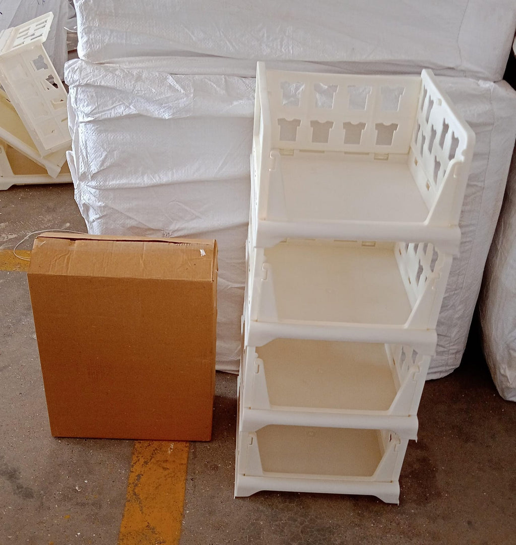 The bedroom closet organizer with multiple layers for efficient storage of garments.