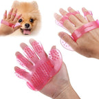 Pets enjoying grooming with a rubber massage glove