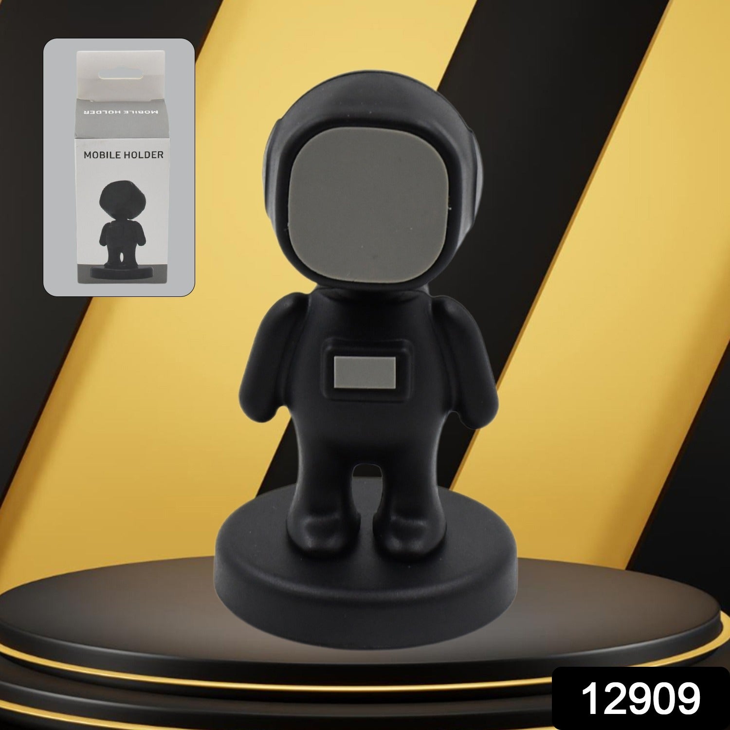 Close-up of the Cartoon Astronaut Magnetic Phone Holder firmly gripping a smartphone.