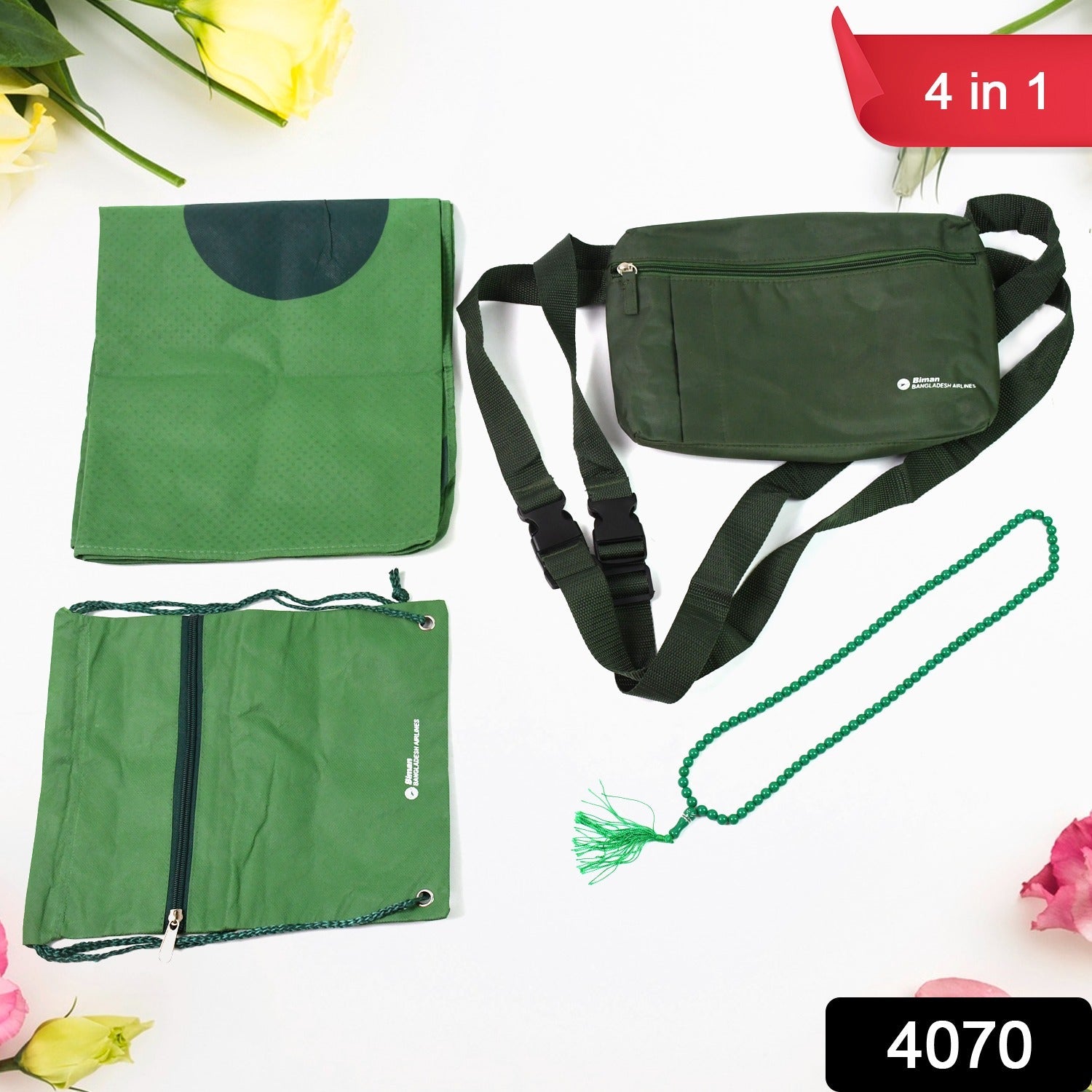 Close-up of the durable shoulder bag from the Hajj Kit, ideal for carrying pilgrimage essentials.