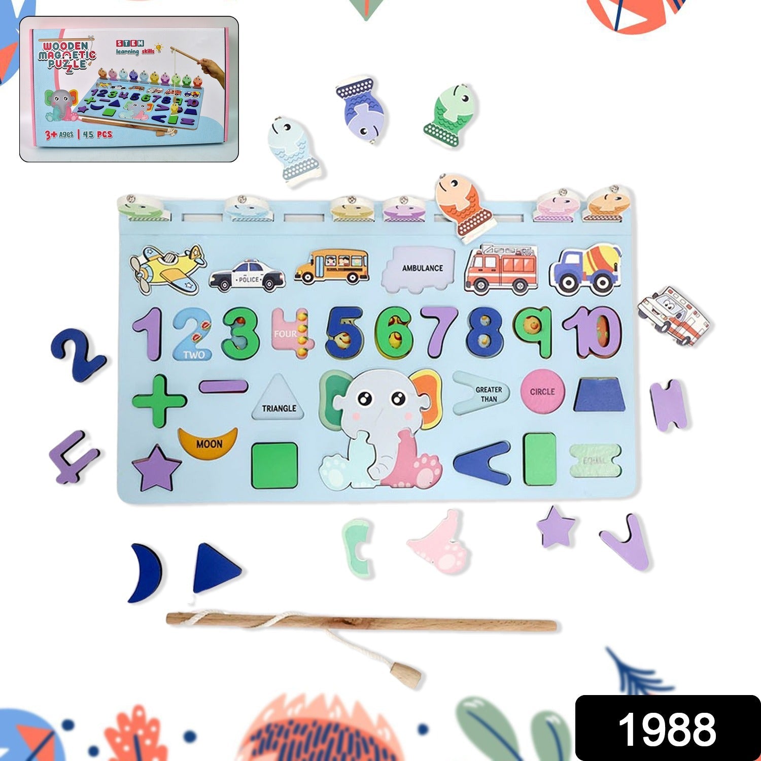 Child using the magnetic rod to place number pieces on the Wooden Number Puzzle.