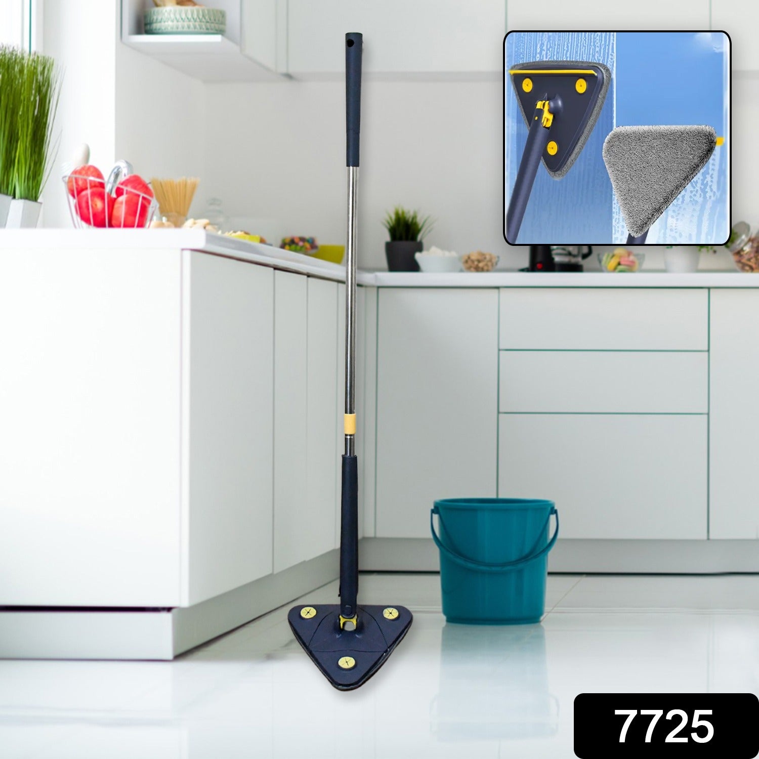 The adjustable Triangle Cleaning Mop easily reaches tight corners of a sofa.