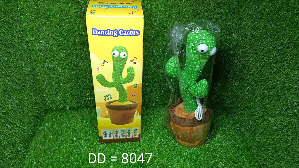 Close-up of the playful dancing cactus toy showcasing its expressive face.