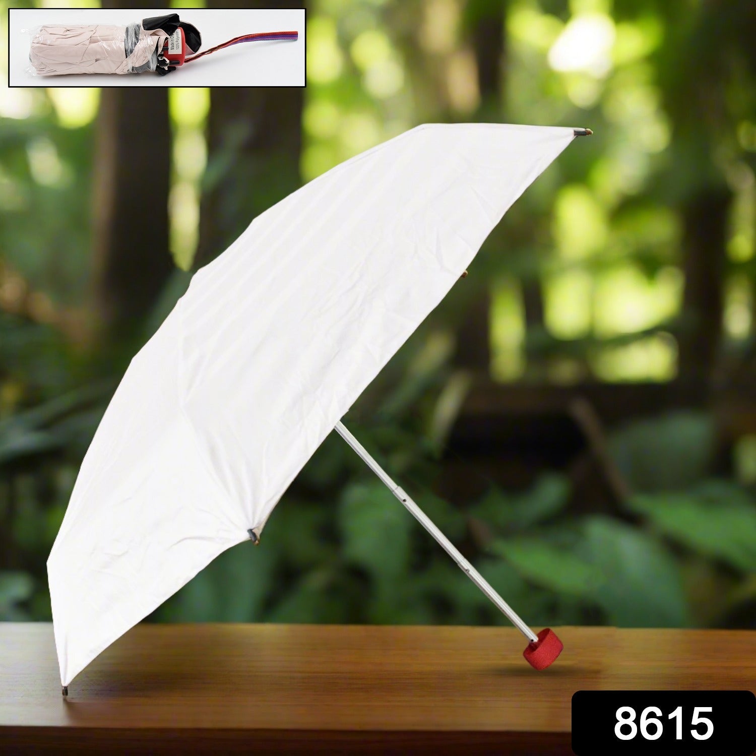 Durable DrizzlePro foldable umbrella open, showing its wide protective canopy.