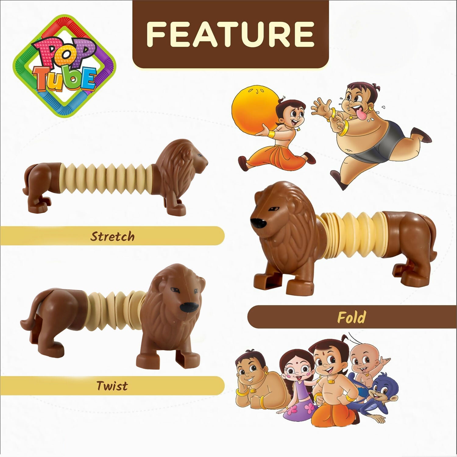 Kids novelty lion spring toy designed as a stress relief fidget