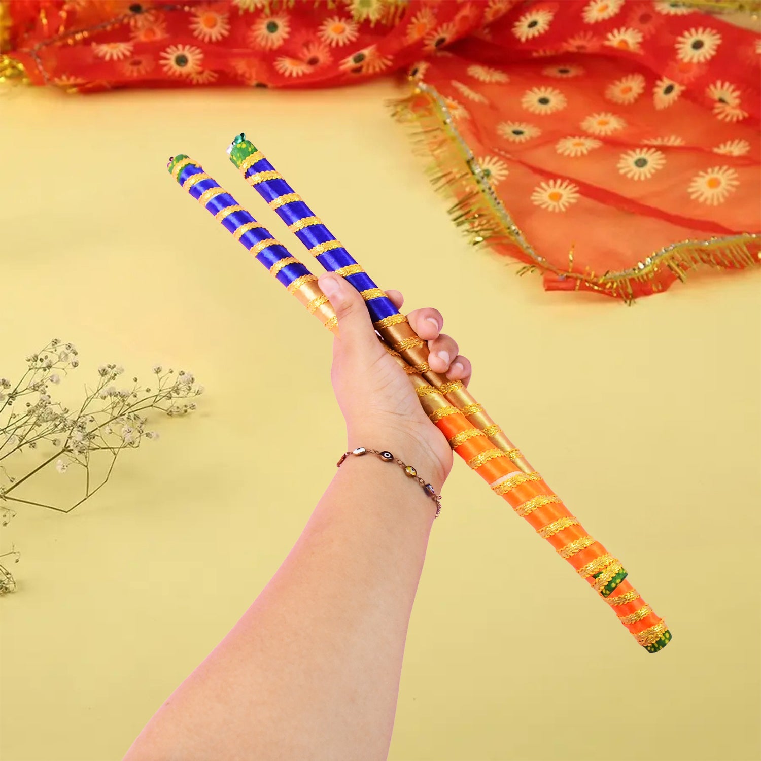 Dandiya sticks pair designed for comfortable use during Garba night celebrations