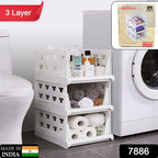Versatile foldable utility cart with three tiers, perfect for Indian homes.