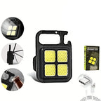 Compact Mini LED Keychain Light with 4 LEDs and a magnetic base.