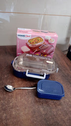 Portable lunch box set with stainless steel inner and BPA-free outer shell
